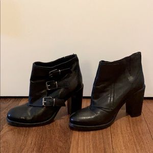 All Saints buckle boots lug sole block heel 39 8